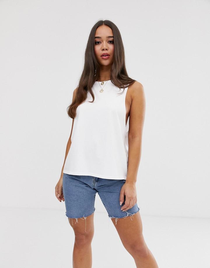 Asos Design Super Dropped Armhole Tank In White - White