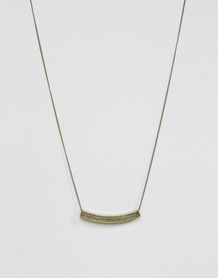 Asos Tube Necklace In Brushed Gold - Gold