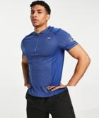 Asos 4505 Running T-shirt With 1/4 Zip And Contrast Panels-blues
