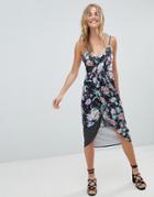 Asos Design Mixed Floral And Polka Dot Midi Dress - Multi