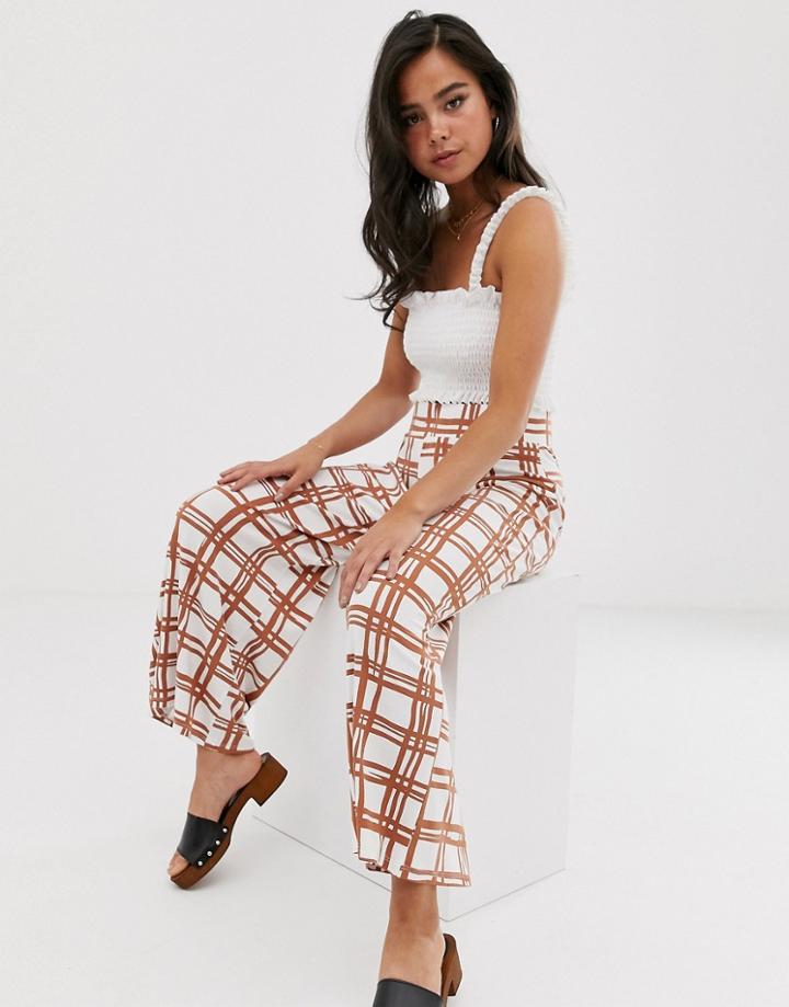 Asos Design Grid Check Culotte Pants - Multi