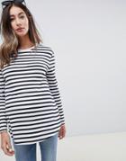 Asos Design Maternity Relaxed Long Sleeve Top In Stripe