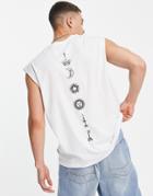 Only & Sons Oversize Tank With Palmistry Back Print In White