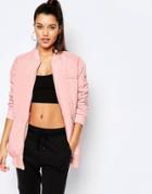 Missguided Longline Padded Bomber - Blush Pink