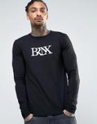 Asos Long Sleeve Muscle T-shirt With Bronx Print - Black