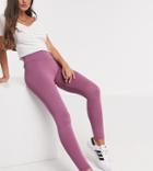Asos Design Petite Legging With Wide Waistband In Berry-red