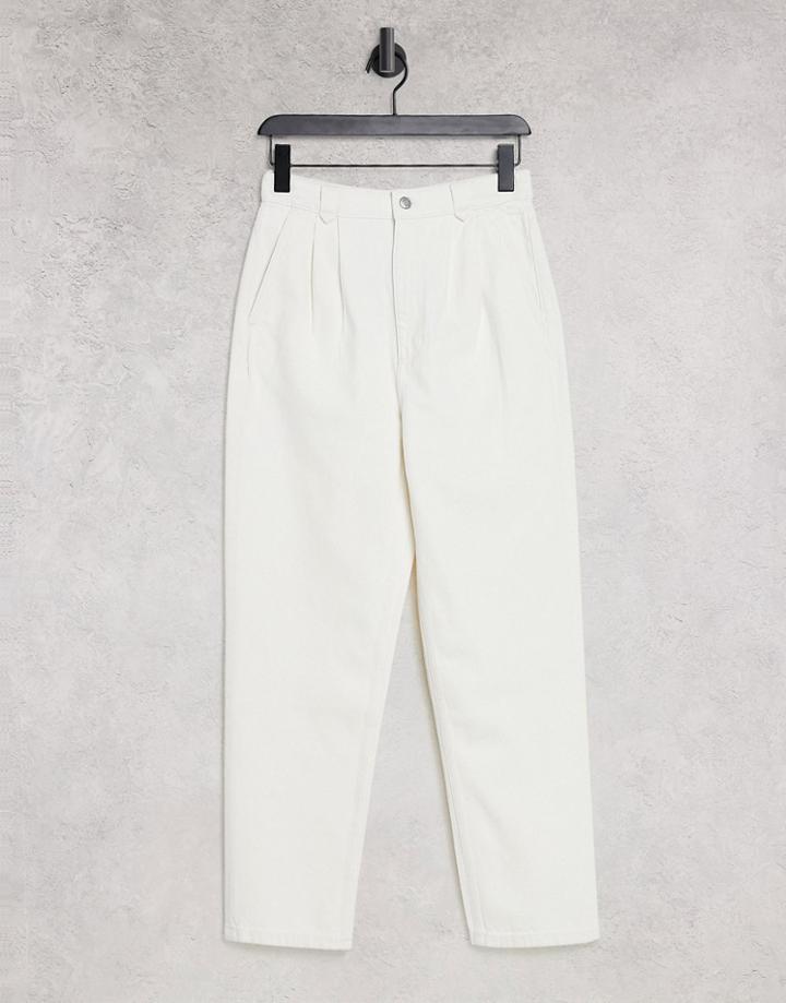 & Other Stories Organic Cotton Pleat Detail Denim Pants In White