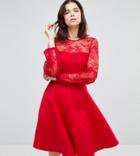 Y.a.s Tall Lace Top Balloon Sleeve Dress - Red
