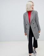 New Look Tailored Coat In Hounds Tooth - Black