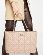 Love Moschino Quilted Tote Bag In Taupe-neutral