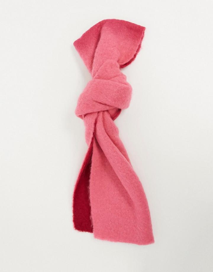 Asos Design Fluffy Wool Mix Ombre Scarf In Pink