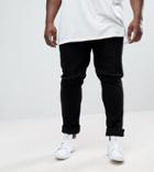 Asos Plus Skinny Jeans In Black With Knee Rips - Black