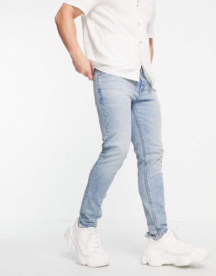 Asos Design Cone Mill Denim Skinny Fit 'american Classic' Jeans In Vintage Mid Wash-blues