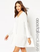 Asos Tall Boho Dress With Extreme Sleeve - Cream