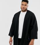 Asos Design Plus Jersey Kimono Cardigan In Black - Black
