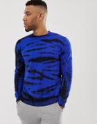 Asos Design Sweatshirt In Blue Tie Dye - Blue