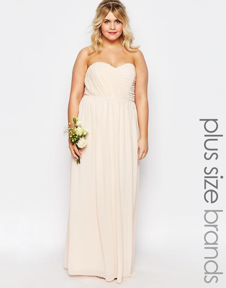 Tfnc Plus Wedding Bandeau Chiffon Maxi Dress - Nude