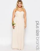 Tfnc Plus Wedding Bandeau Chiffon Maxi Dress - Nude
