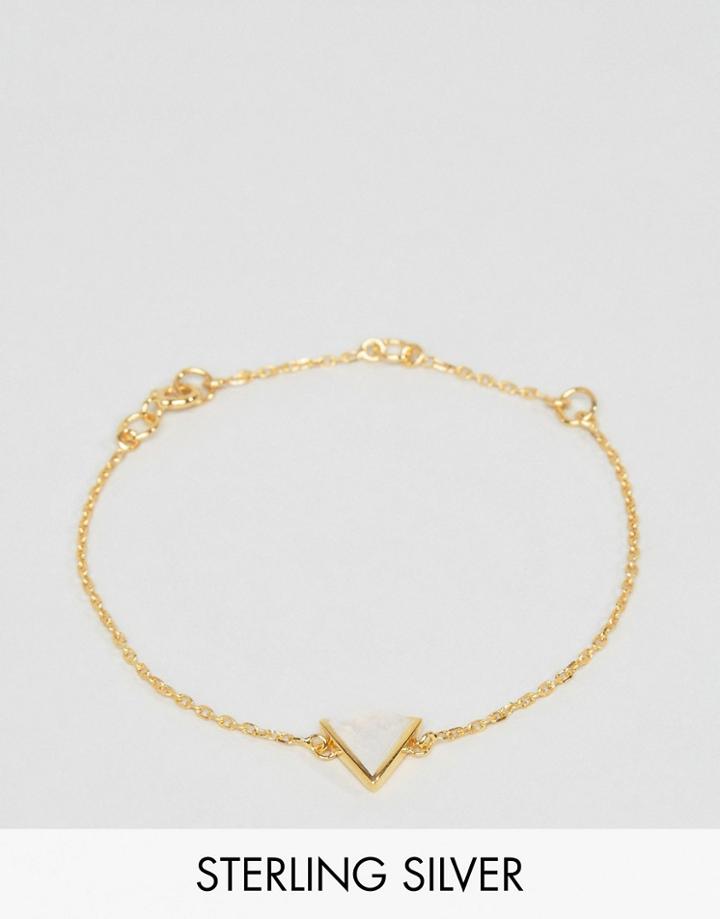 Carrie Elizabeth 14k Rose Gold Moonstone Triangle Bracelet - Gold