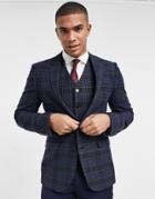 Asos Design Super Skinny Suit Jacket In Birdseye Check In Navy