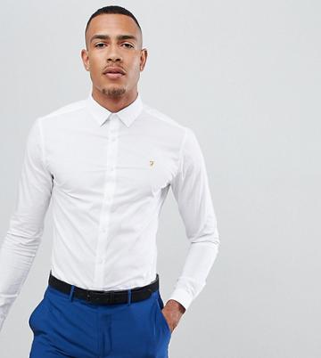 Farah Swinton Skinny Smart Poplin Shirt With Stretch In White - White