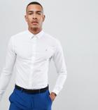 Farah Swinton Skinny Smart Poplin Shirt With Stretch In White - White