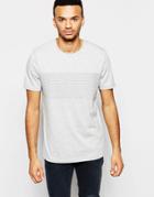 Asos T-shirt With Rib Panel In Structured Jersey - Gray