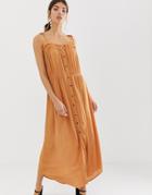 Y.a.s Festival Cheesecloth Button Through Maxi Dress - Brown