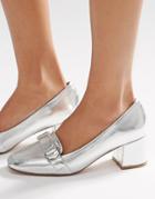 Asos On Time Square Toe Loafers - Silver