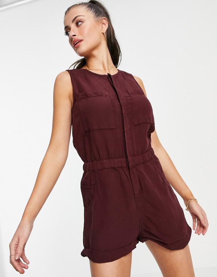 Rip Curl Panoma Beach Romper In Maroon-purple