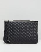 New Look Quilted Oversized Clutch Bag - Black