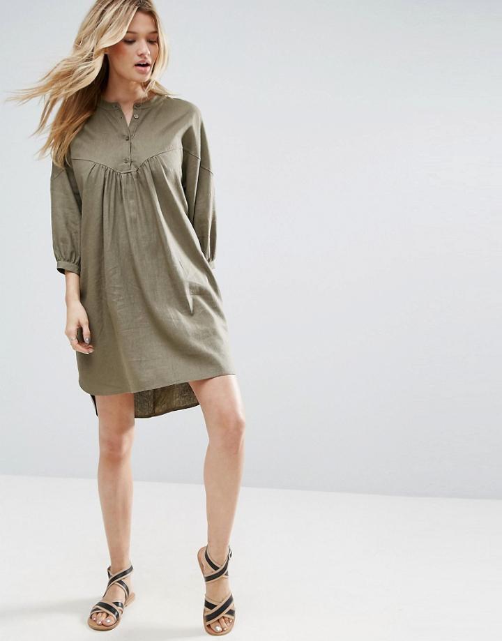 Asos Casual Smock Shirt Dress - Green