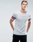 Only & Sons T-shirt With Multi Arm Stripe - Gray