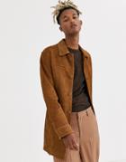 Asos Design Suede Single Breasted Trench Coat In Tan