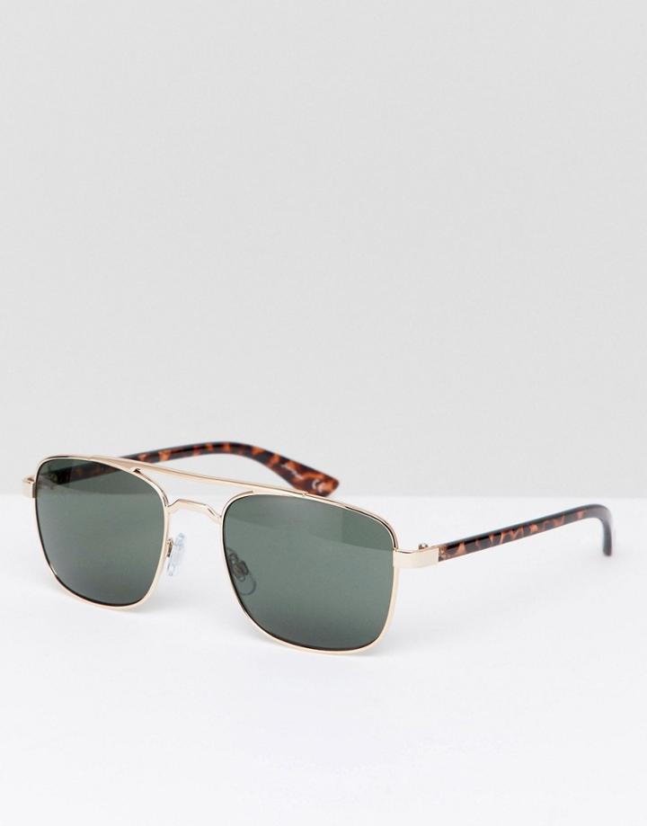 Jeepers Peepers Aviator Sunglasses With Contrast Tot Arms - Gold