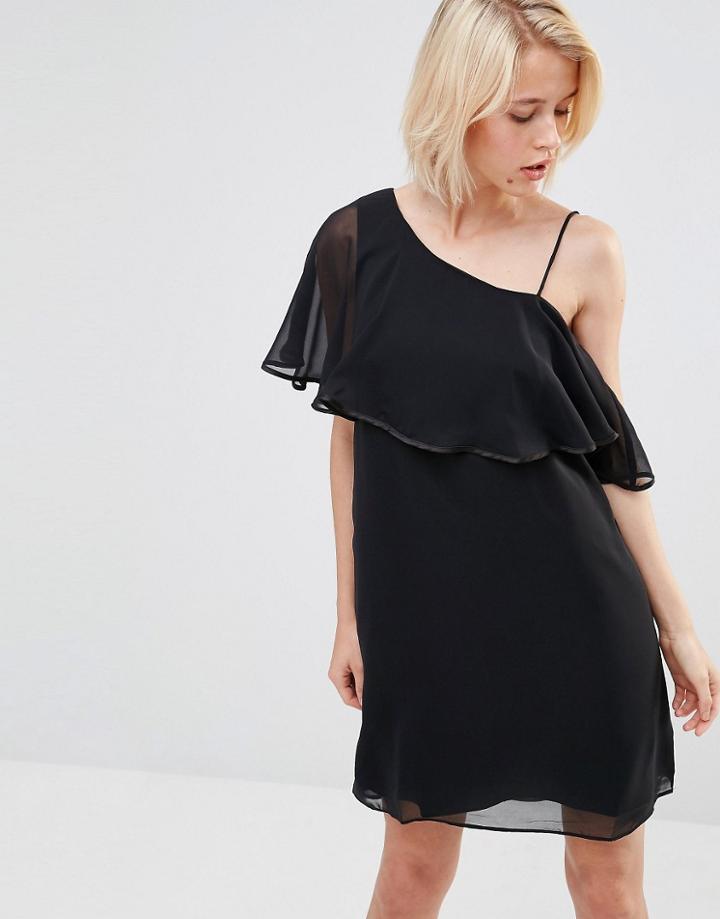 Lavand One Flutter Sleeve Dress In Black - Black