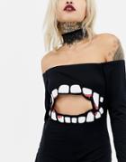 Asos Design Halloween Lace Choker Necklace In Black - Black