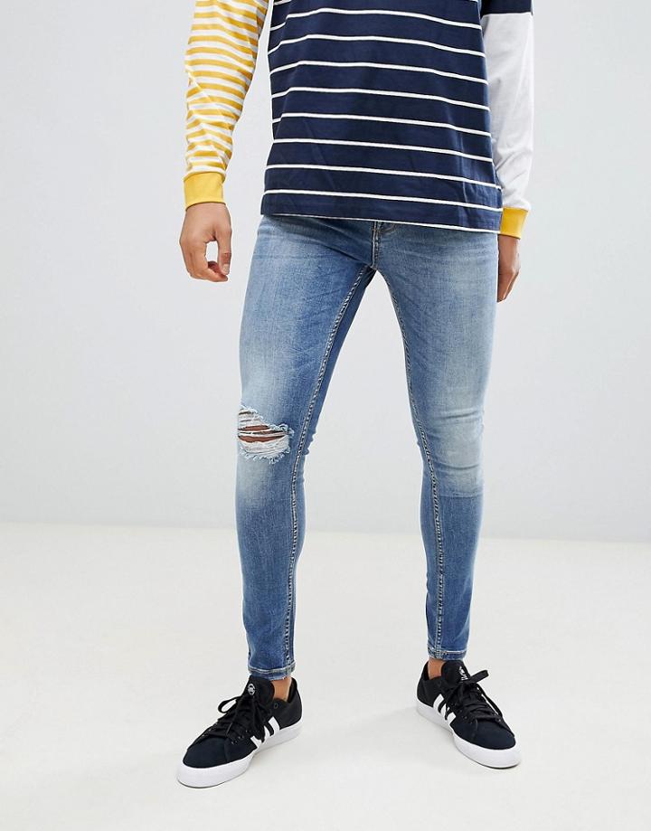Stradivarius Super Skinny Jeans In Dark Blue - Blue