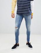 Stradivarius Super Skinny Jeans In Dark Blue - Blue