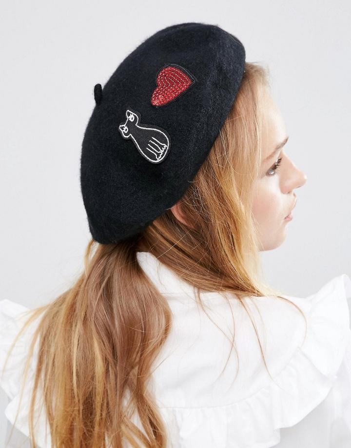 Asos Badge Beret - Black