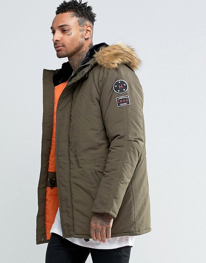 Hero's Heroine Parka With Faux Fur Hood - Green