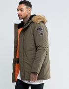Hero's Heroine Parka With Faux Fur Hood - Green