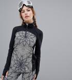 Roxy Snow Piercer Long Sleeve 1/4 Zip Top In Black/multi Print - Black