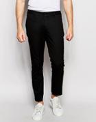 Selected Homme Skinny Fit Cropped Pants With Zip Pockets And Stretch - Black