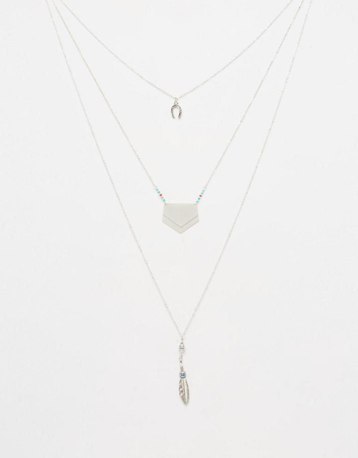 Asos Pack Of 3 Found Charm Necklaces - Multi