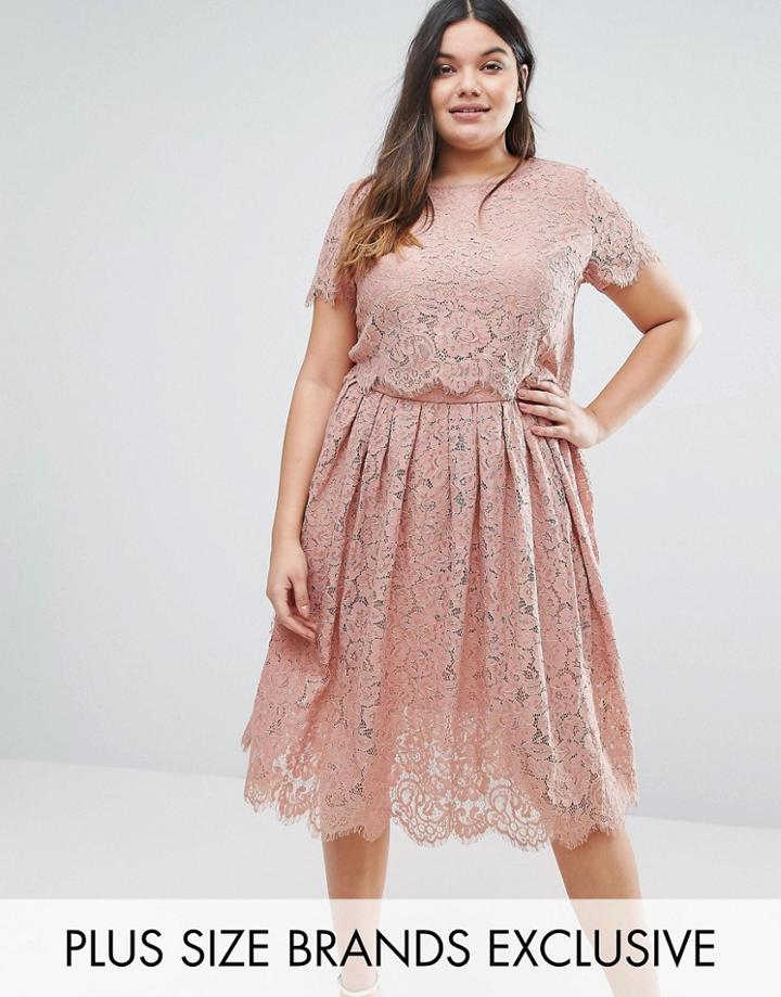 Truly You Cap Sleeve Double Layer Lace Dress - Pink