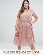 Truly You Cap Sleeve Double Layer Lace Dress - Pink