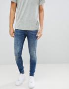 Blend Flurry Distressed Muscle Fit Jeans In Authentic Wash - Blue