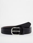 Asos Smart Belt In Black Faux Leather With Contrast Internal