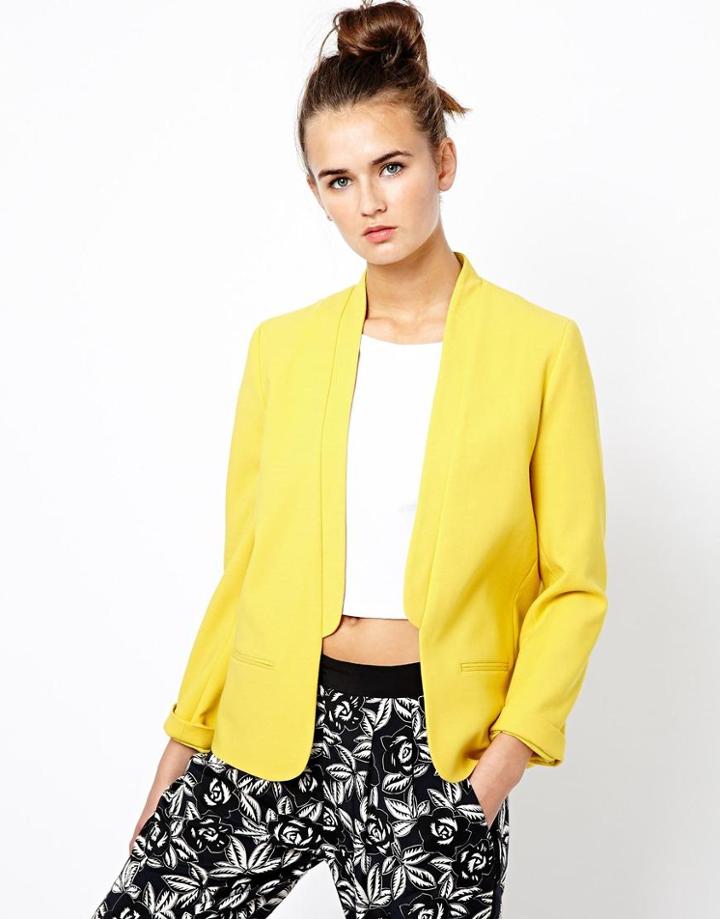 French Connection Feather Light Blazer In Citronella